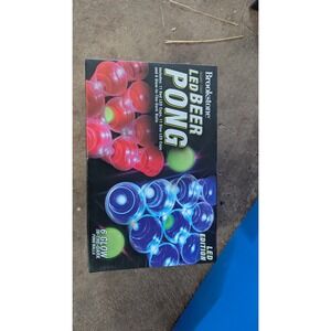 Brookstone LED Beer Pong Set 22 Light Up Cups 6 Glow Balls Game Time SM80N-71101